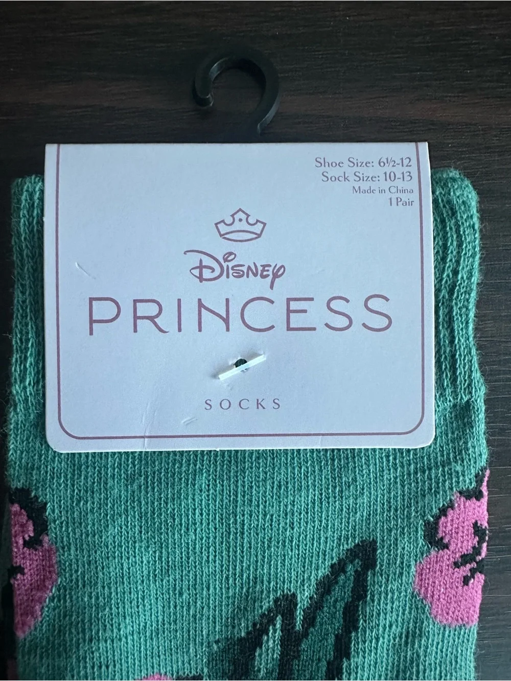 Disney Princess Tiana Floral Crew Socks - Teal & Pink